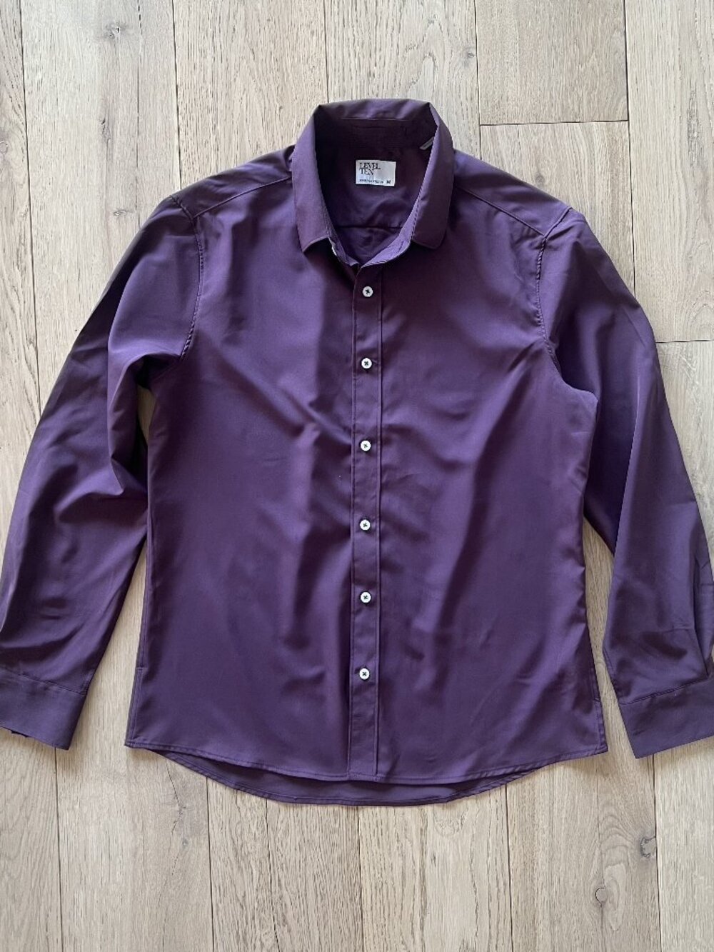 Level Ten Men's Button Up Collared L/S Formal Shirt Plum Medium